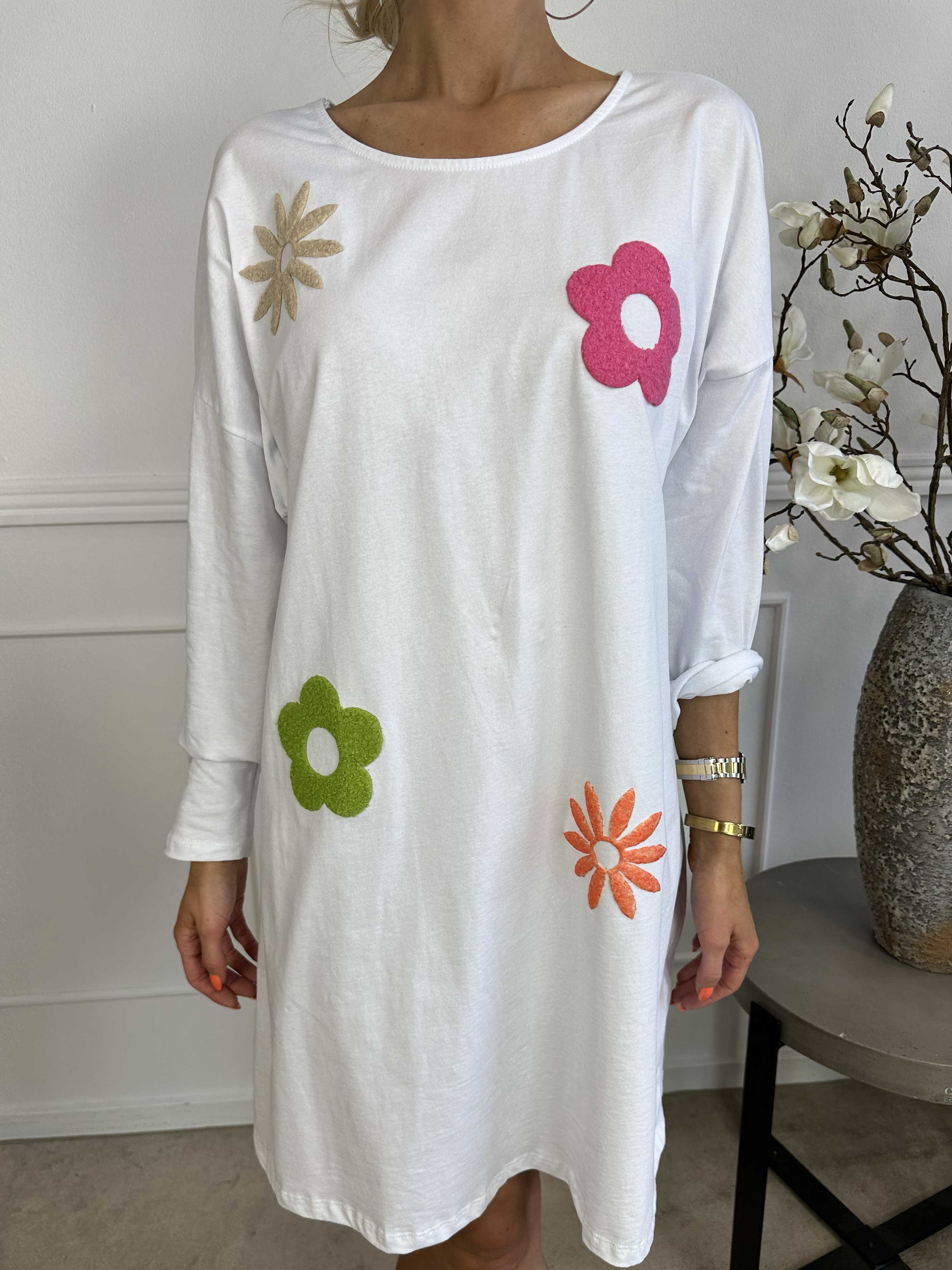 Susanna - Joggingkjole i bomuld med farvet blomstermotiver